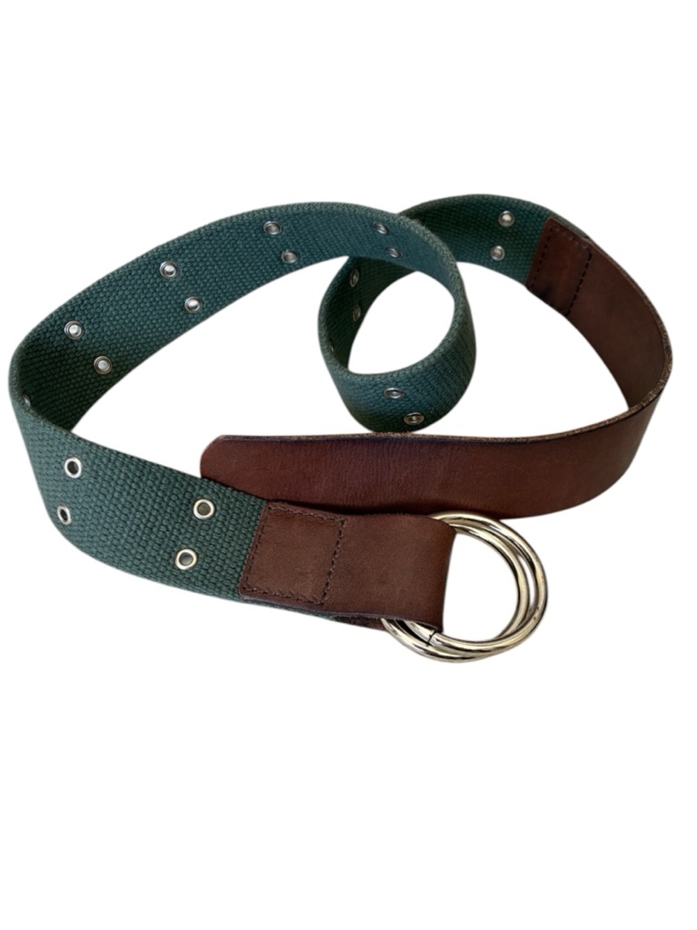 GAP Women’s Green Canvas and Leather D-Ring Belt Size Small